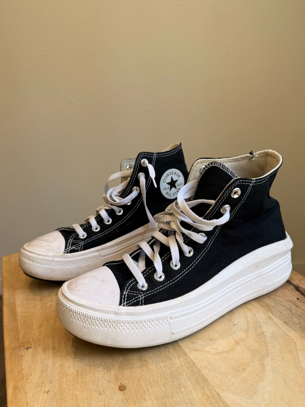 Converse chuck taylor all star move canvas platform high top black white w10.5